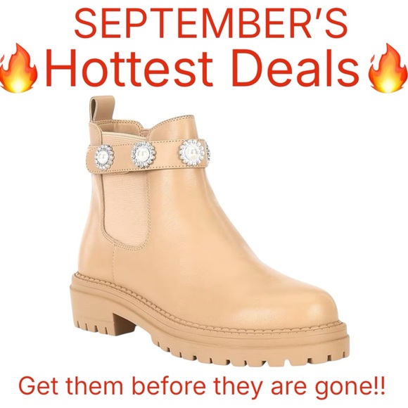 Copper Key COSMO PEARL RHINESTONE Leather Chelsea Booties NWT - Picture 1 of 11